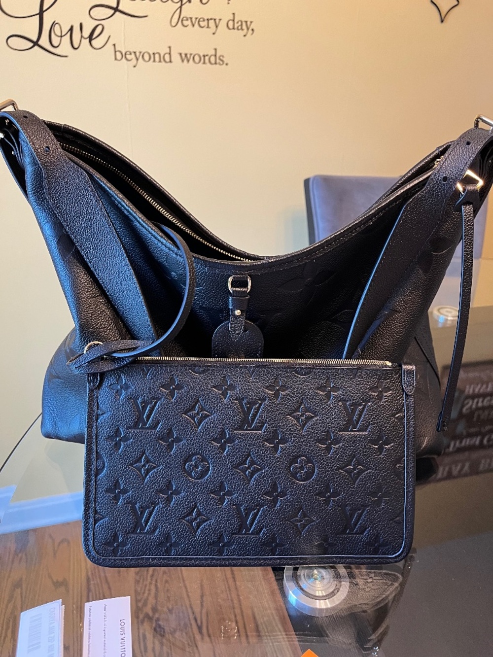 Louis Vuitton Monogram Empreiente CarryAll PM in Black Noir